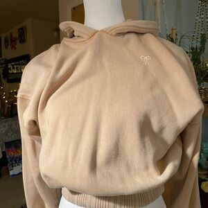 Aerie Tan Hoodie with Embroidered Detail